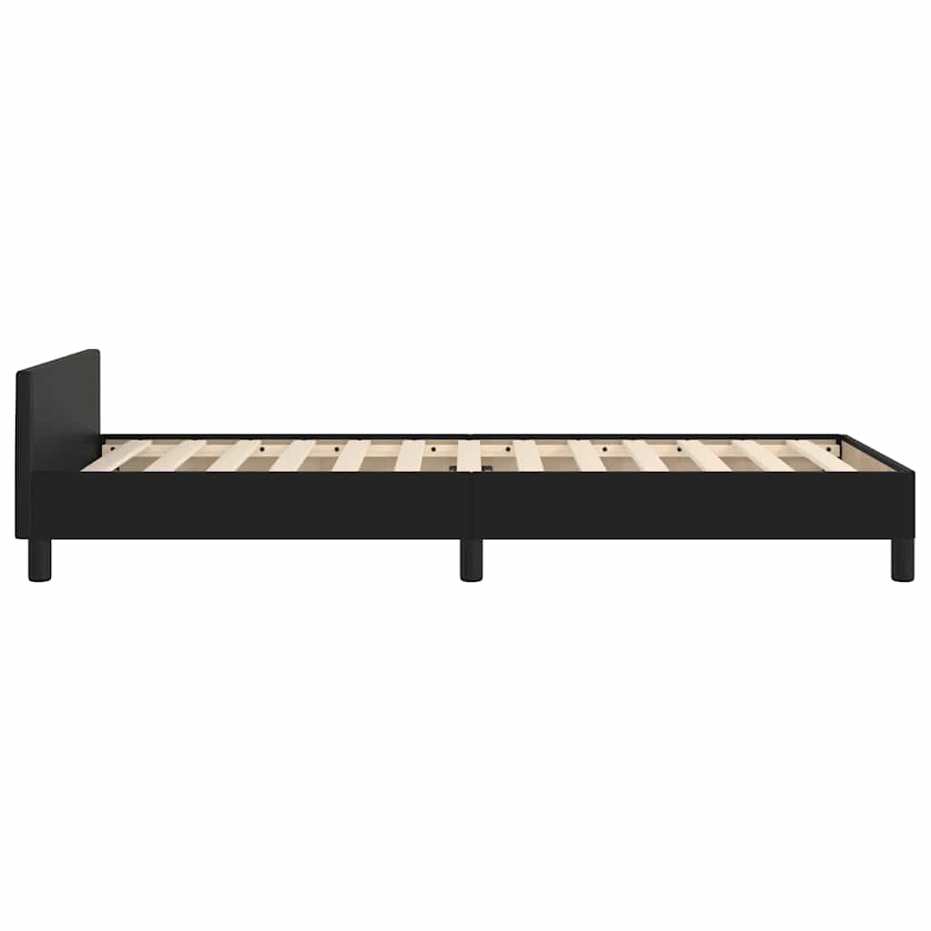 fekete ágykeret fejtámlával matrac nélkül 100x200 cm