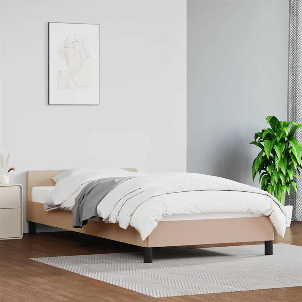 kávészínű ágykeret fejtámlával matrac nélkül 100x200 cm