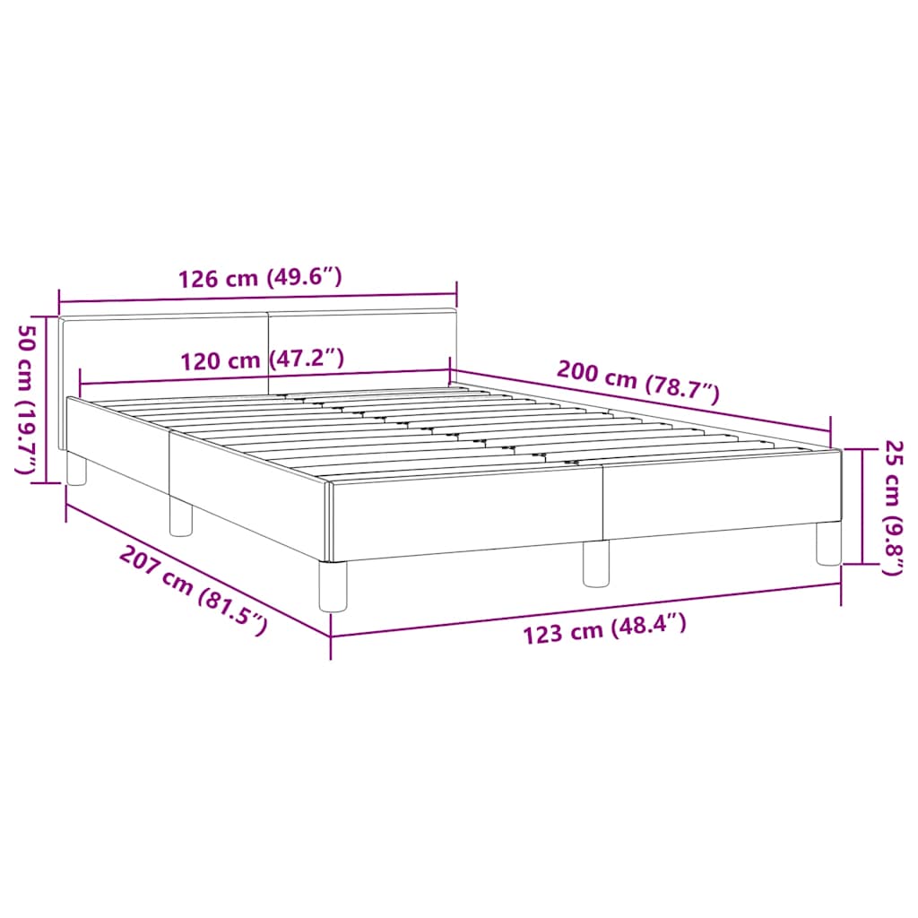 fekete ágykeret fejtámlával matrac nélkül 120x200 cm