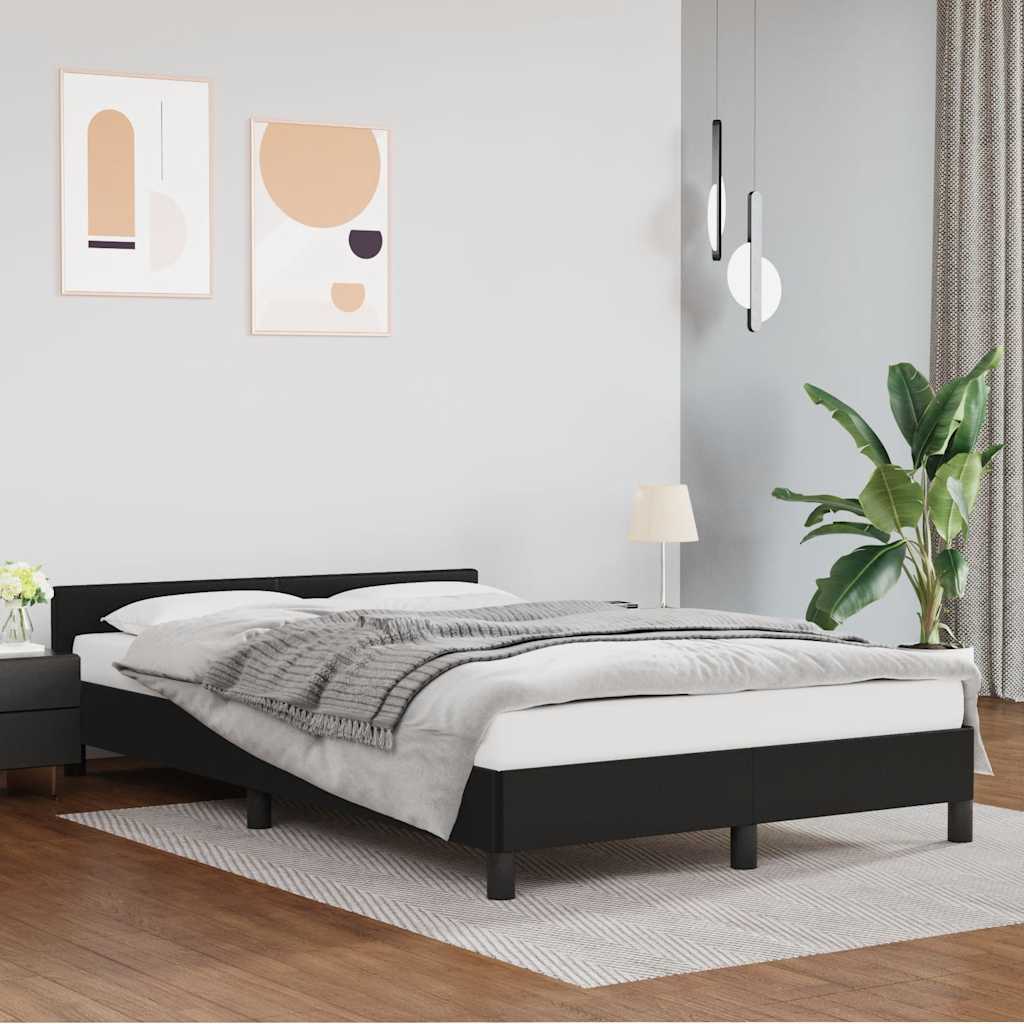 fekete ágykeret fejtámlával matrac nélkül 120x200 cm