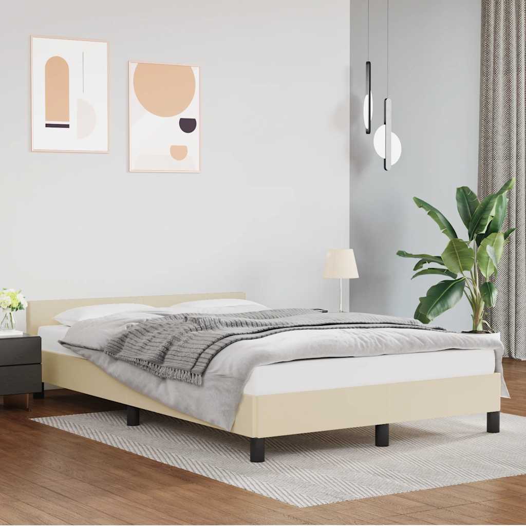 krémszínű ágykeret fejtámlával matrac nélkül 120x200 cm