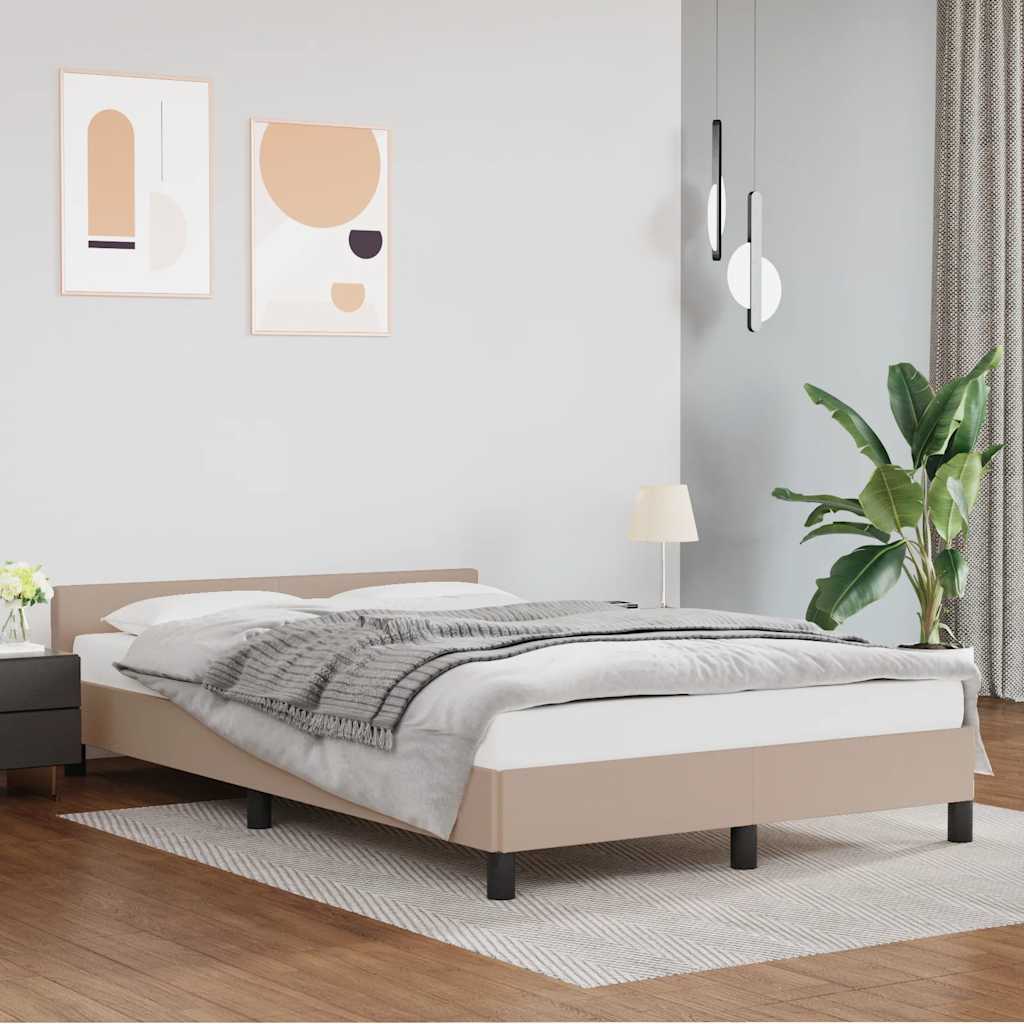 kávészínű ágykeret fejtámlával matrac nélkül 120x200 cm