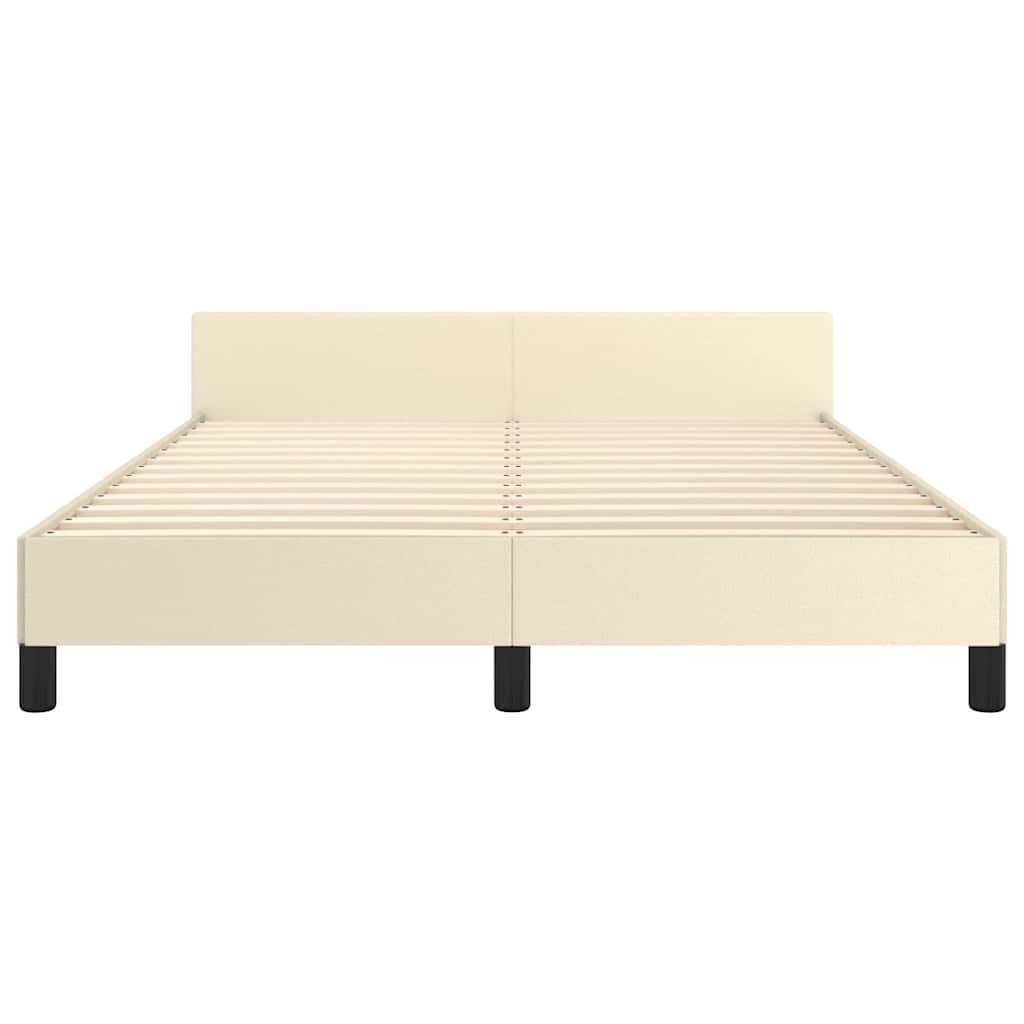 krémszínű ágykeret fejtámlával matrac nélkül 140x190 cm