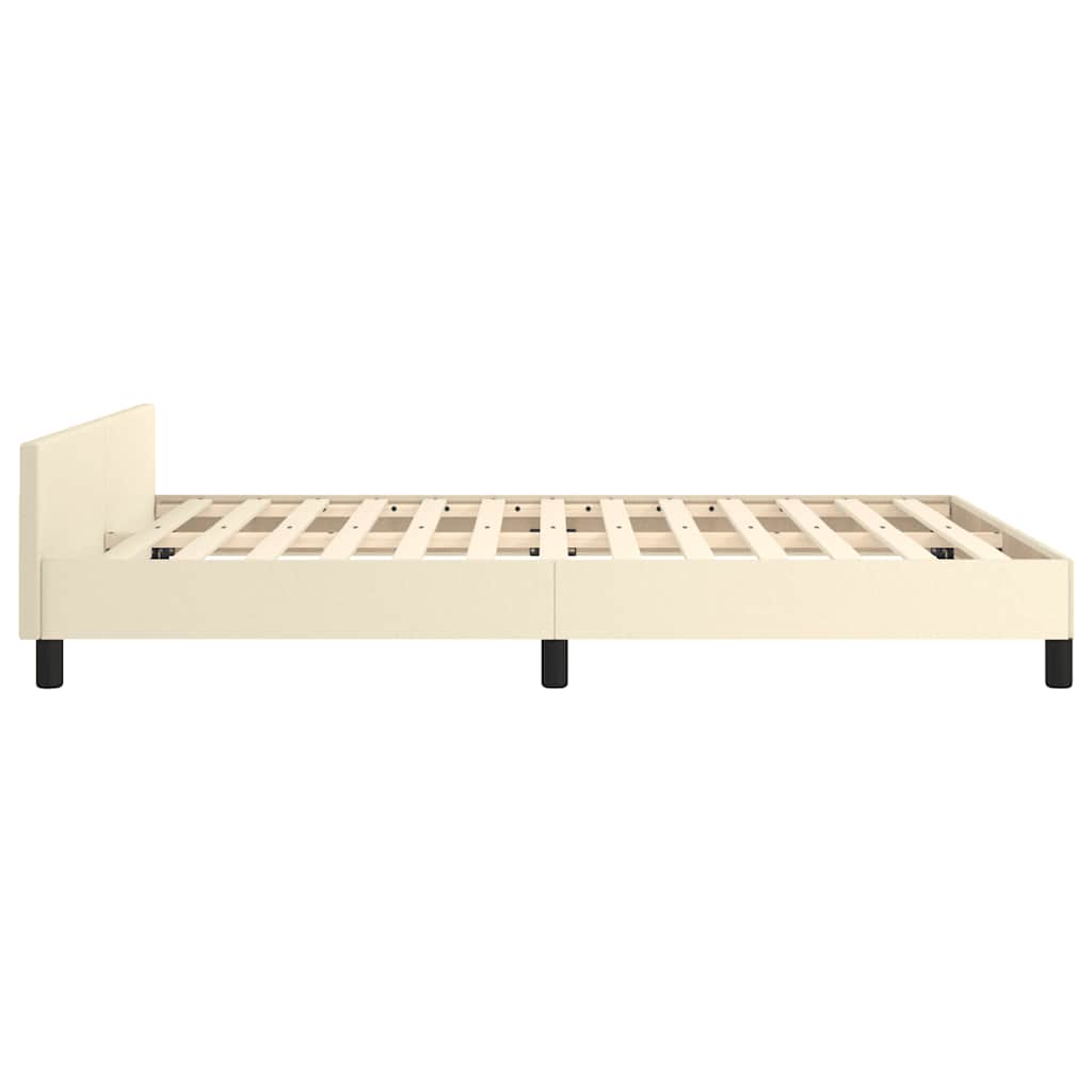 krémszínű ágykeret fejtámlával matrac nélkül 140x190 cm