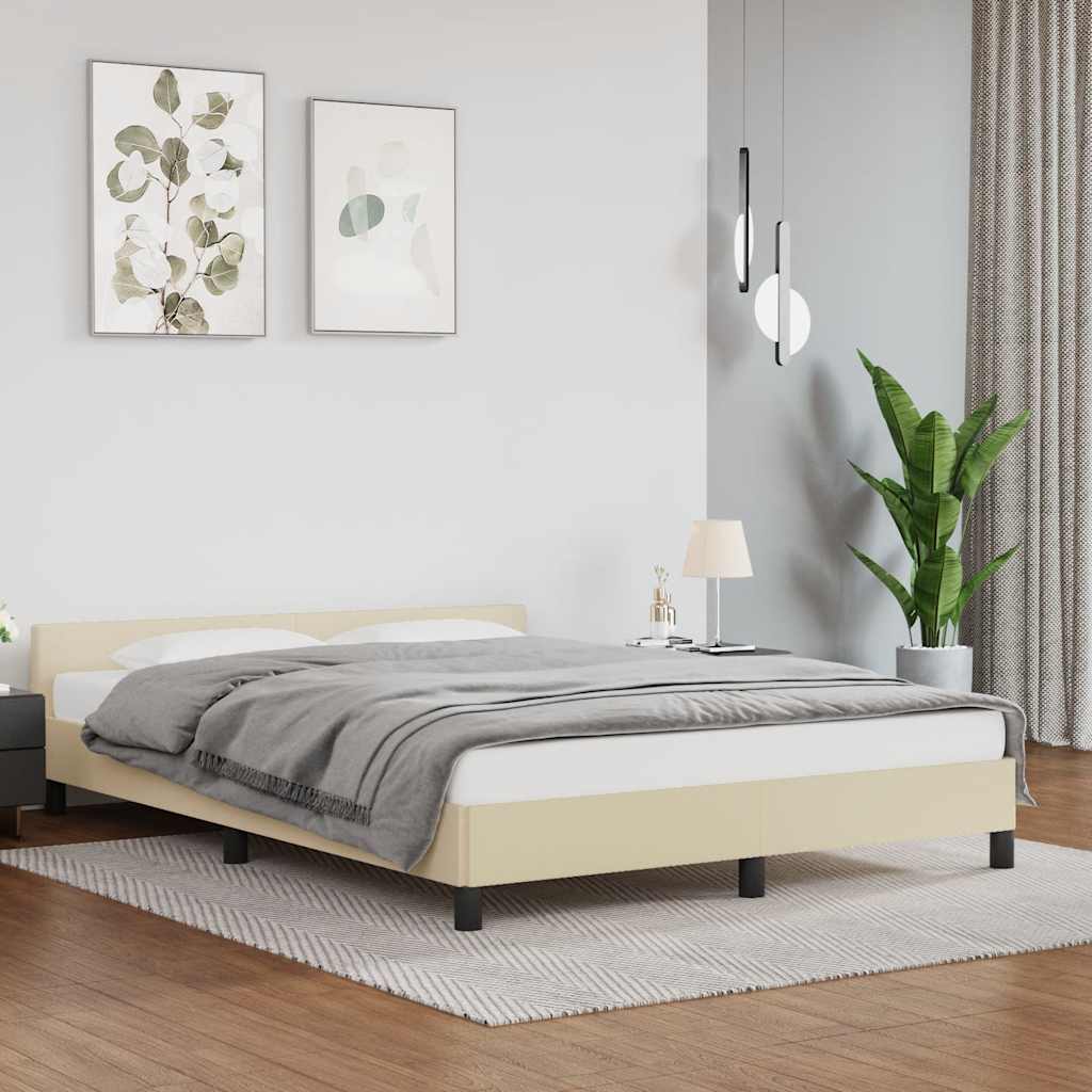 krémszínű ágykeret fejtámlával matrac nélkül 140x190 cm