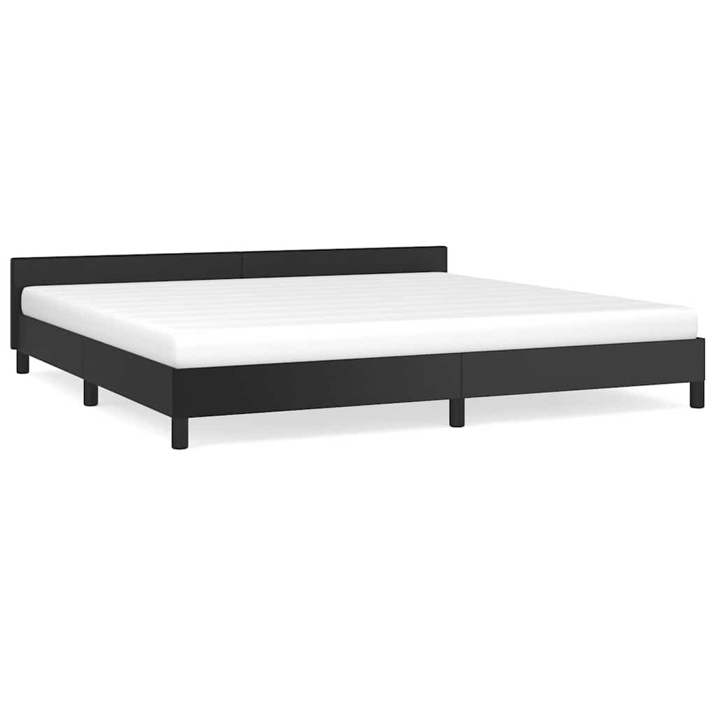 fekete ágykeret fejtámlával matrac nélkül 200x200 cm