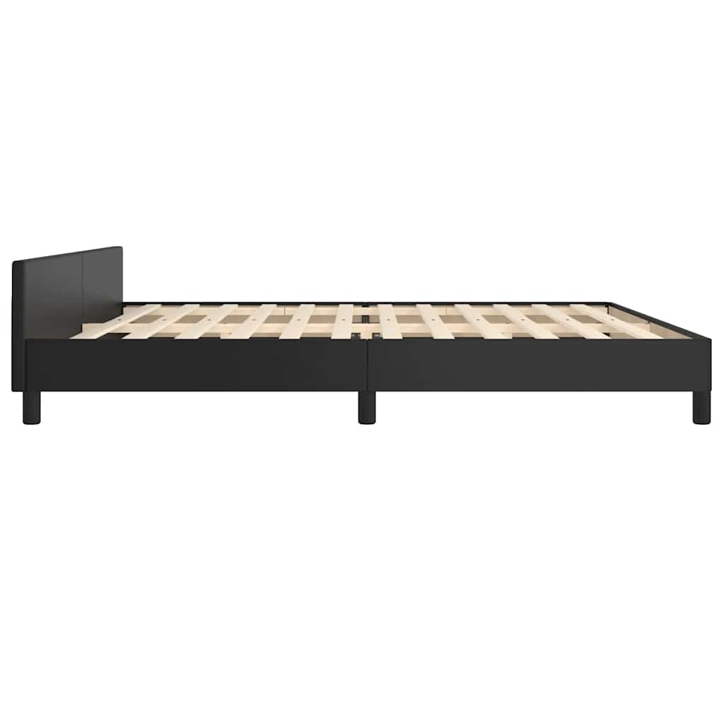 fekete ágykeret fejtámlával matrac nélkül 200x200 cm