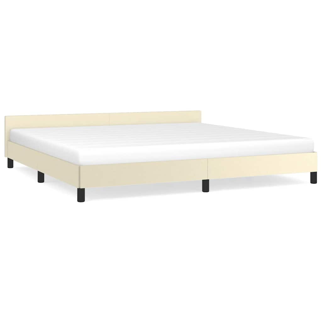 krémszínű ágykeret fejtámlával matrac nélkül 200x200 cm