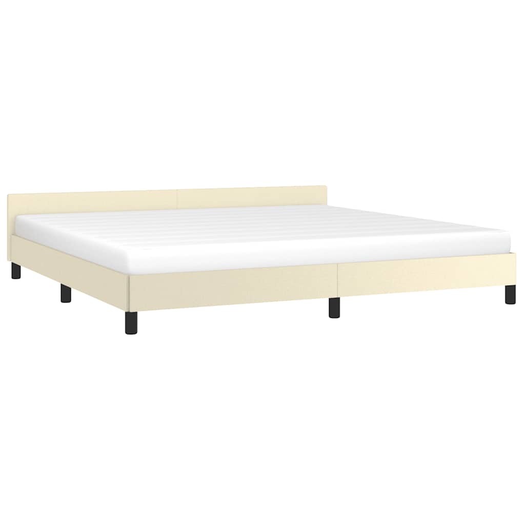 krémszínű ágykeret fejtámlával matrac nélkül 200x200 cm