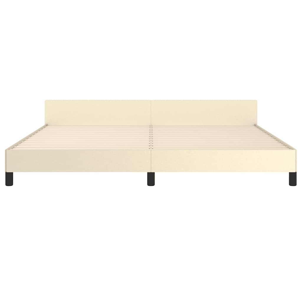 krémszínű ágykeret fejtámlával matrac nélkül 200x200 cm