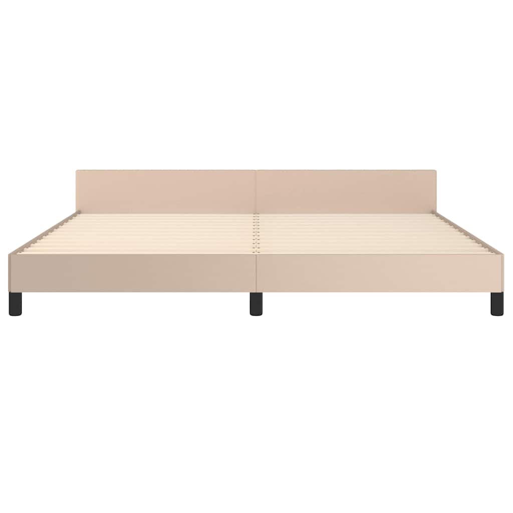 kávészínű ágykeret fejtámlával matrac nélkül 200x200 cm