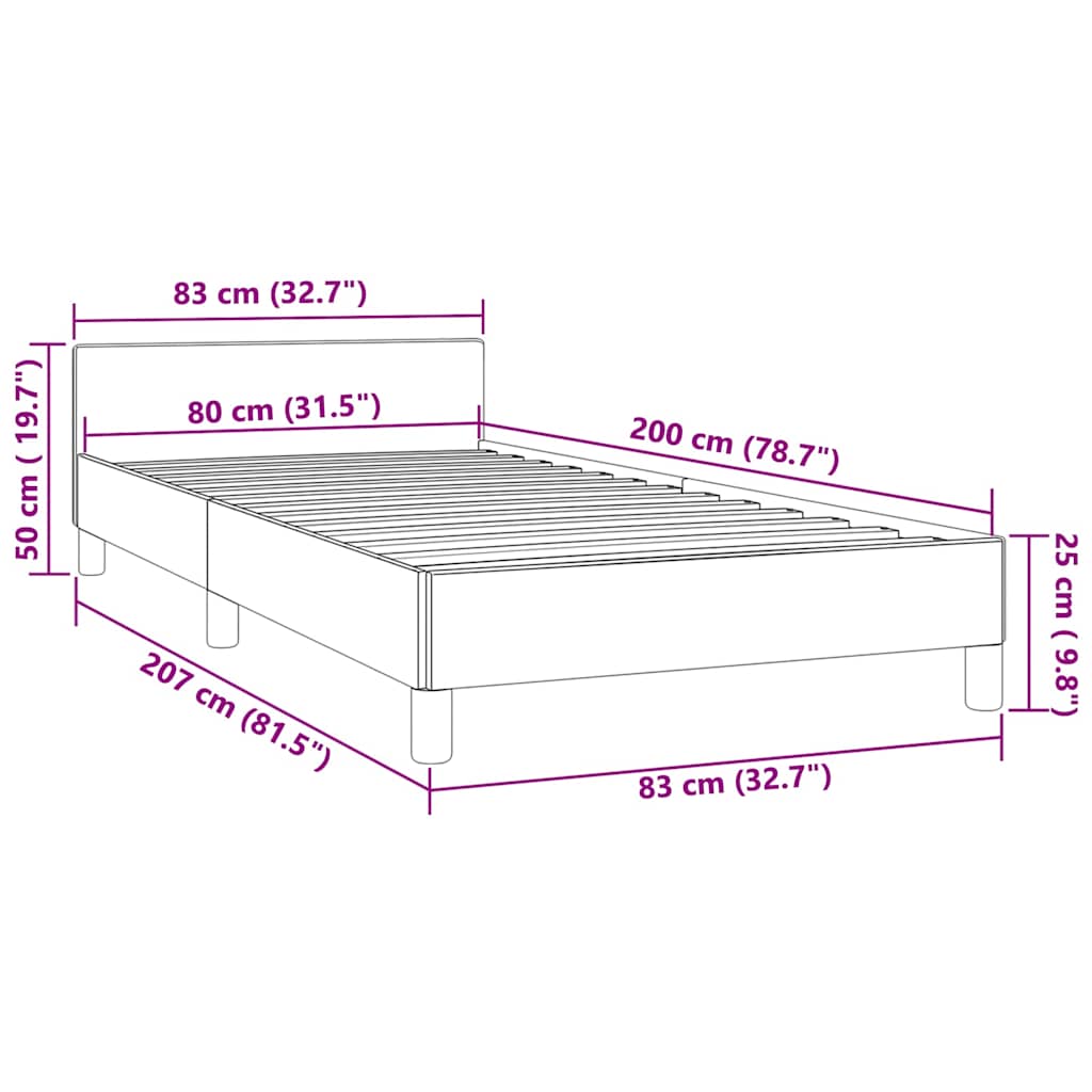 rózsaszín bársony ágykeret fejtámlával matrac nélkül 80x200 cm