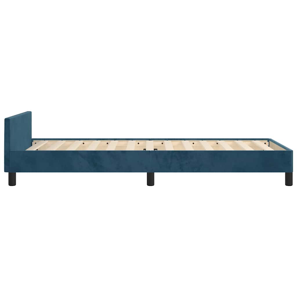 sötétkék bársony ágykeret matrac nélkül 100x200 cm