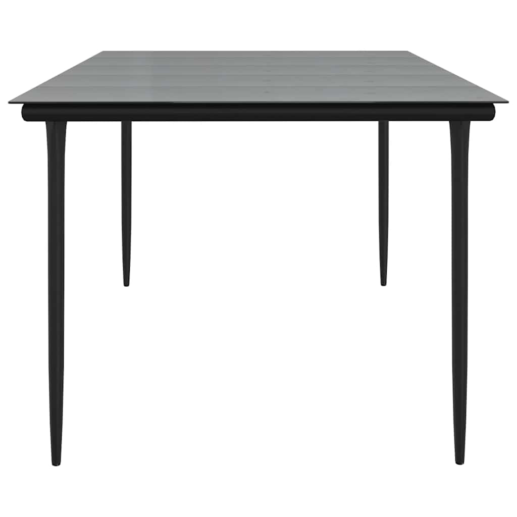 fekete acél és edzett üveg kerti étkezőasztal 200 x 100 x 74 cm