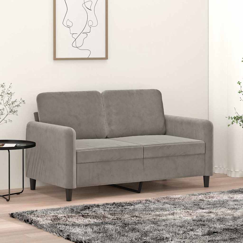 kétszemélyes világosszürke bársony kanapé 120 cm