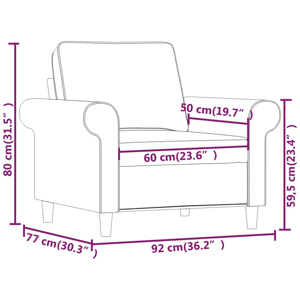 világosszürke szövet kanapéfotel 60 cm
