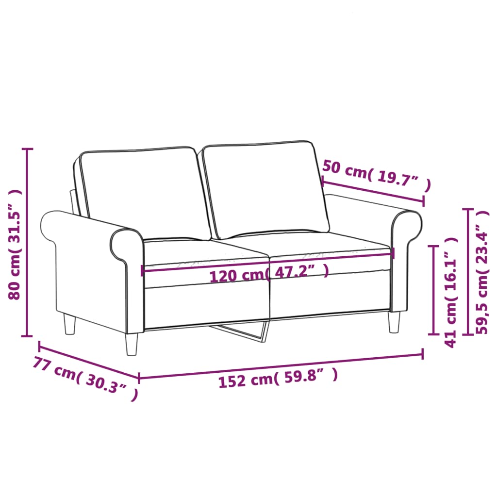 kétszemélyes világosszürke szövetkanapé 120 cm