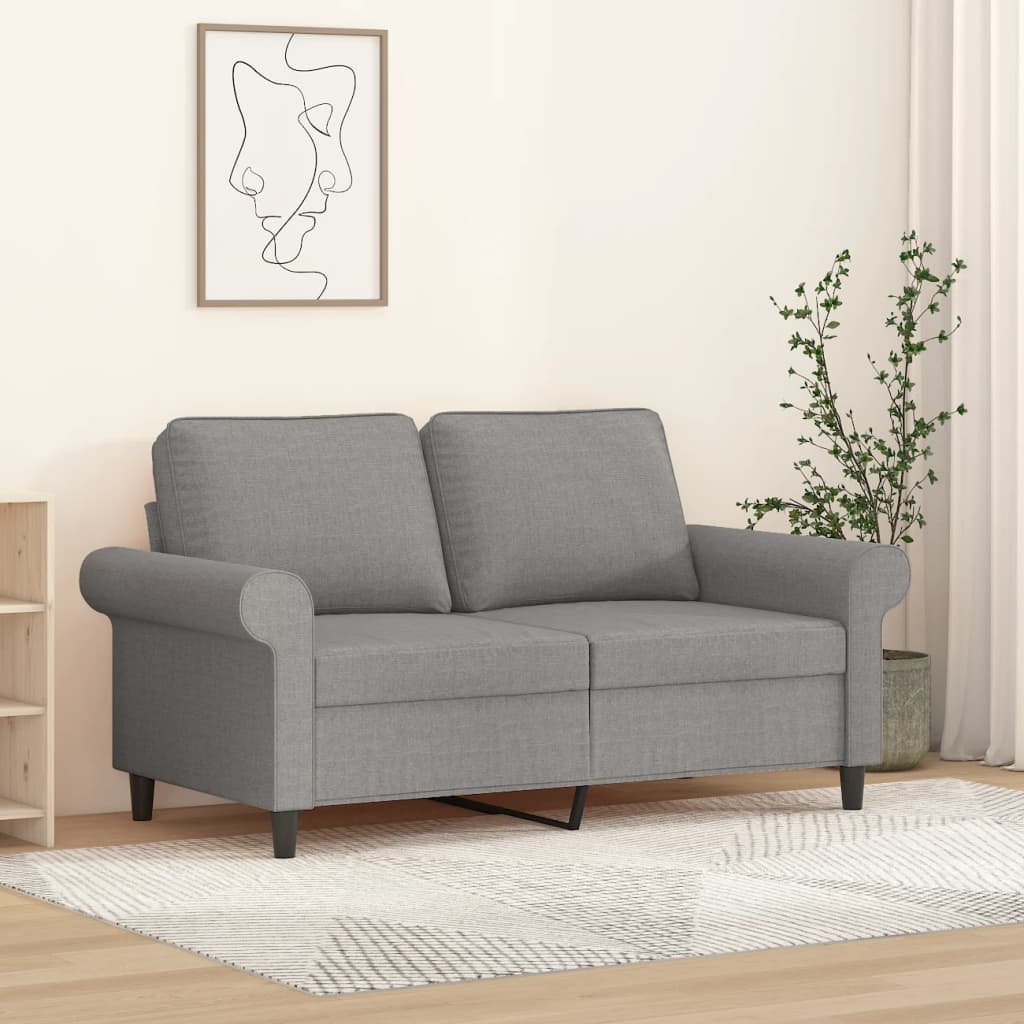 kétszemélyes világosszürke szövetkanapé 120 cm