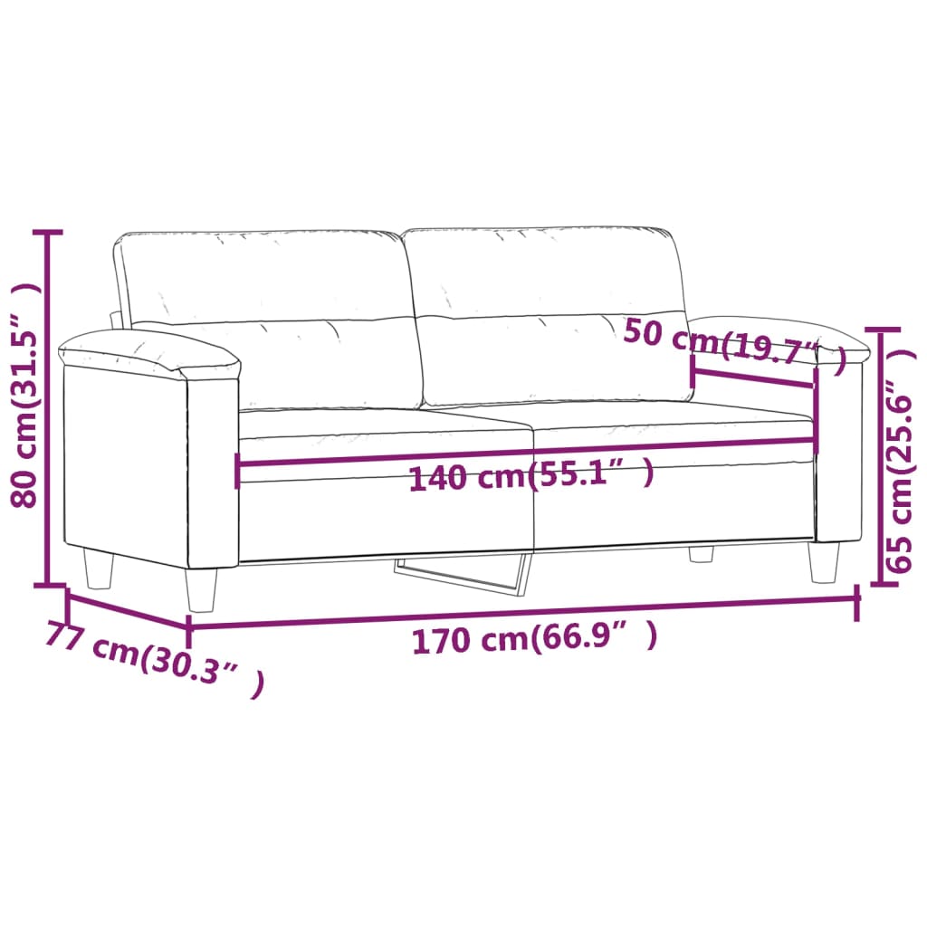 kétszemélyes sötétszürke mikroszálas szövetkanapé 140 cm