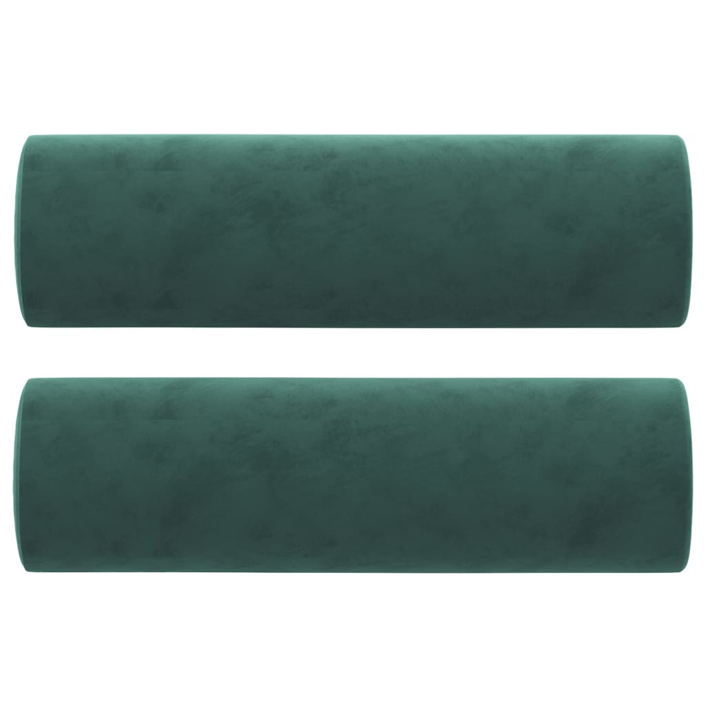 2 db sötétzöld bársony díszpárna Ø15x50 cm