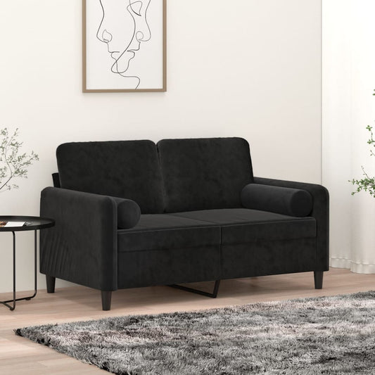 2 db fekete bársony díszpárna Ø15x50 cm