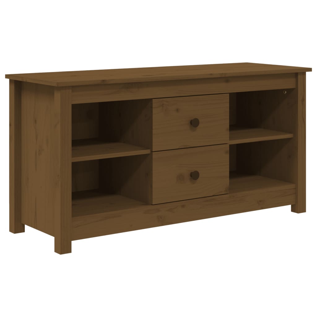 mézbarna tömör fenyőfa TV-szekrény 103 x 36,5 x 52 cm