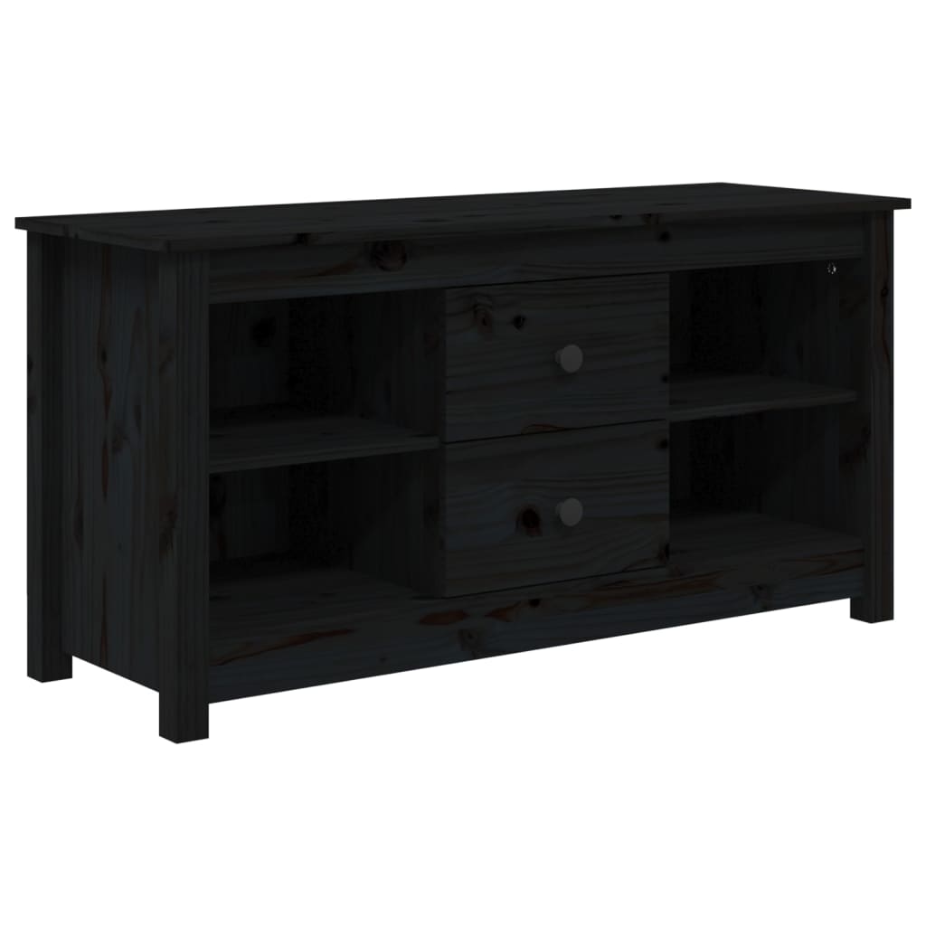 fekete tömör fenyőfa TV-szekrény 103 x 36,5 x 52 cm