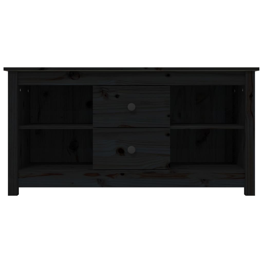 fekete tömör fenyőfa TV-szekrény 103 x 36,5 x 52 cm