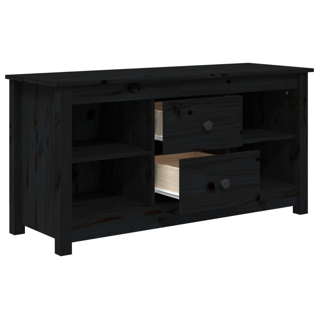 fekete tömör fenyőfa TV-szekrény 103 x 36,5 x 52 cm