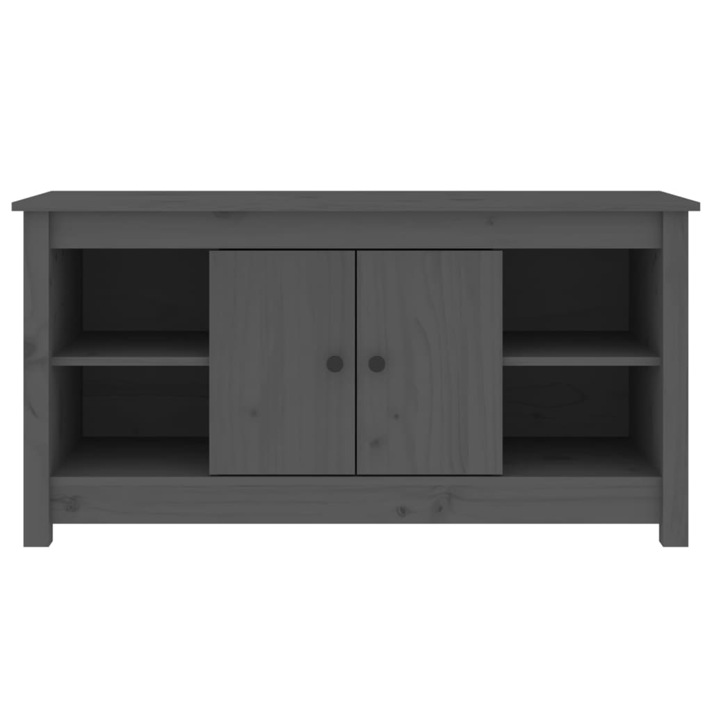 szürke tömör fenyőfa TV-szekrény 103 x 36,5 x 52 cm