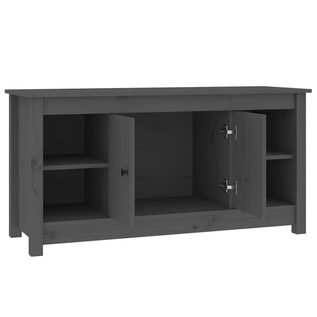 szürke tömör fenyőfa TV-szekrény 103 x 36,5 x 52 cm