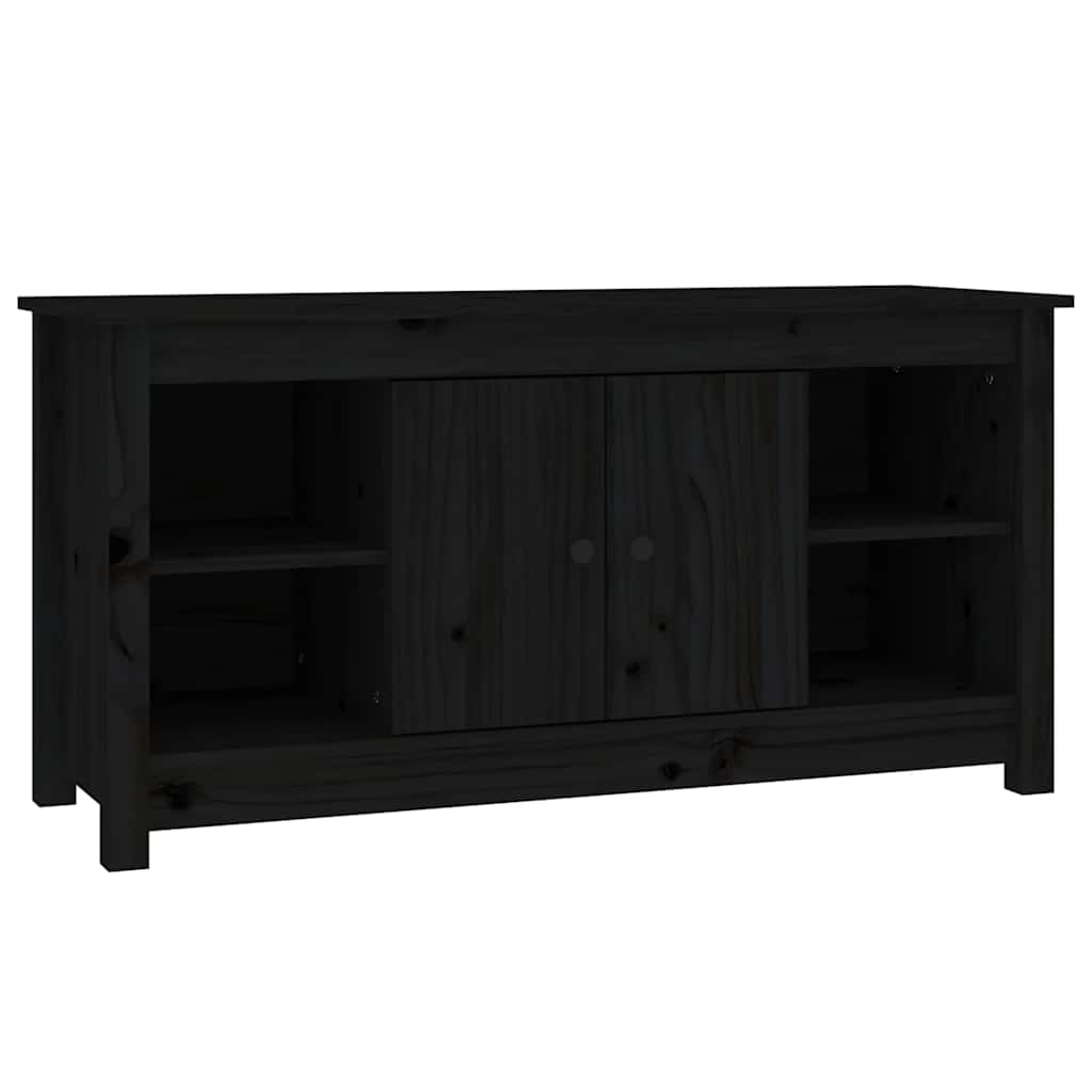 fekete tömör fenyőfa TV-szekrény 103 x 36,5 x 52 cm