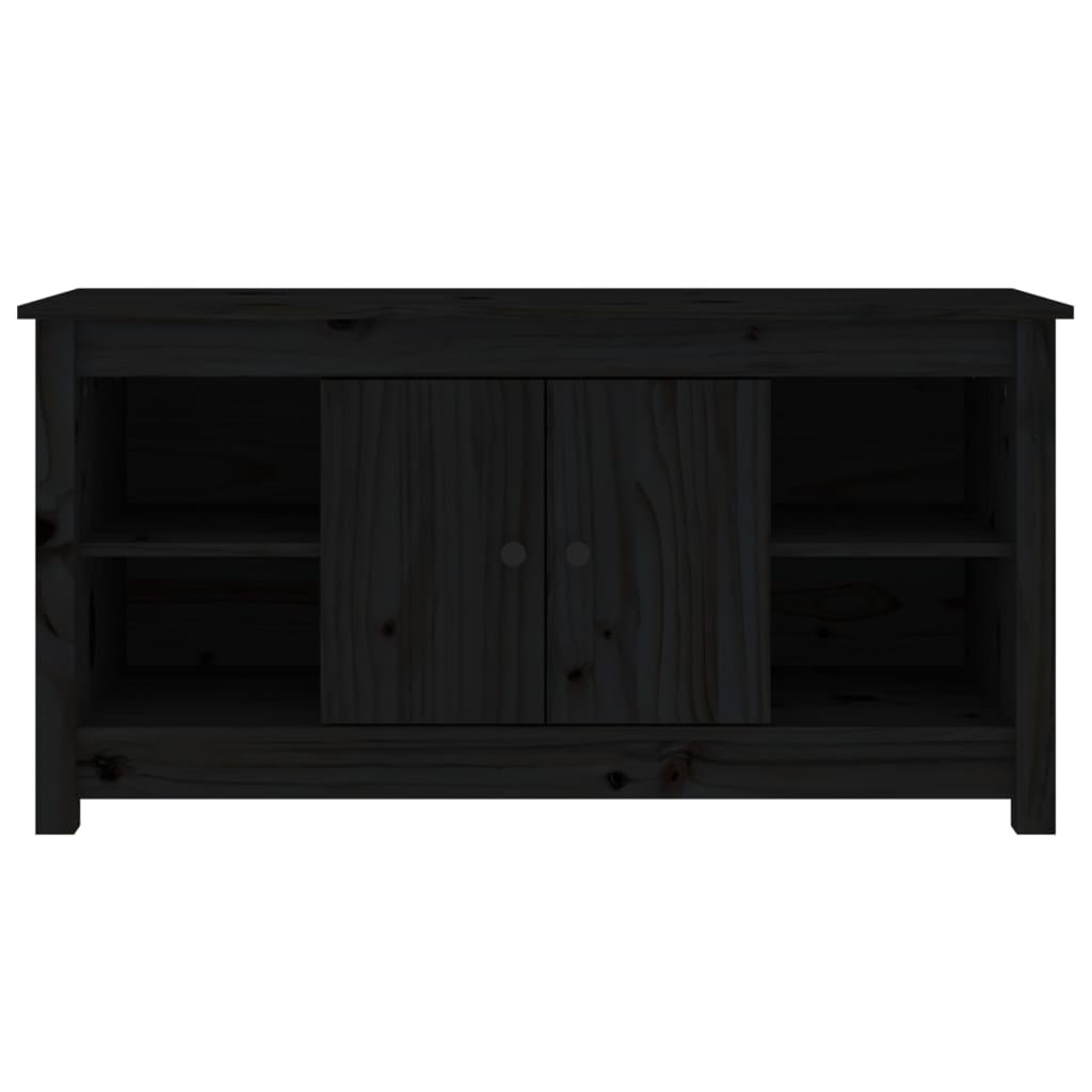 fekete tömör fenyőfa TV-szekrény 103 x 36,5 x 52 cm