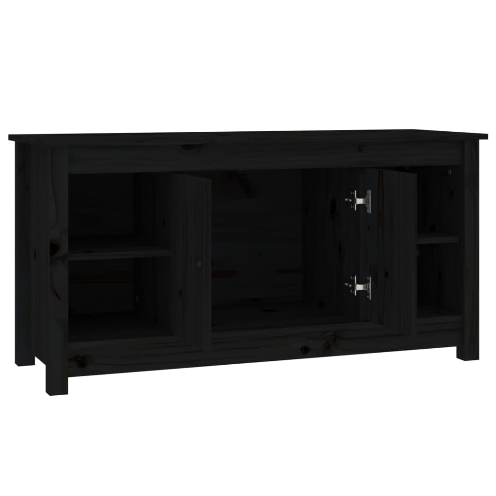 fekete tömör fenyőfa TV-szekrény 103 x 36,5 x 52 cm