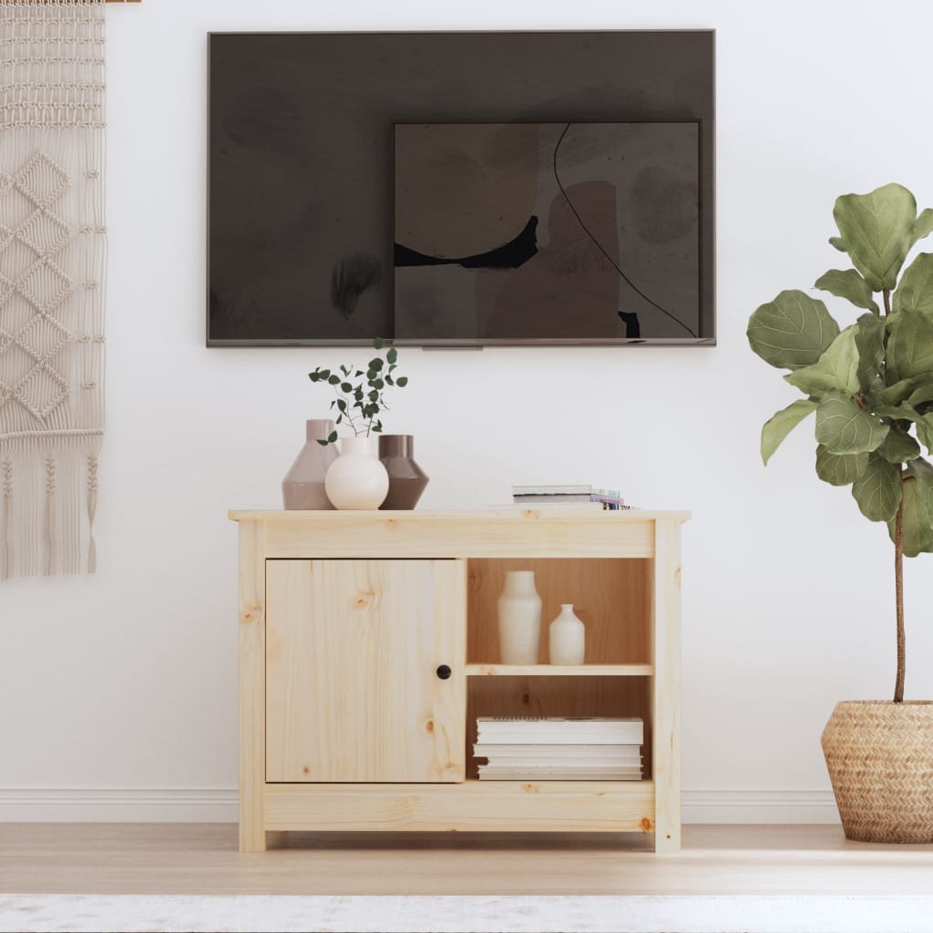 tömör fenyőfa TV-szekrény 70 x 36,5 x 52 cm