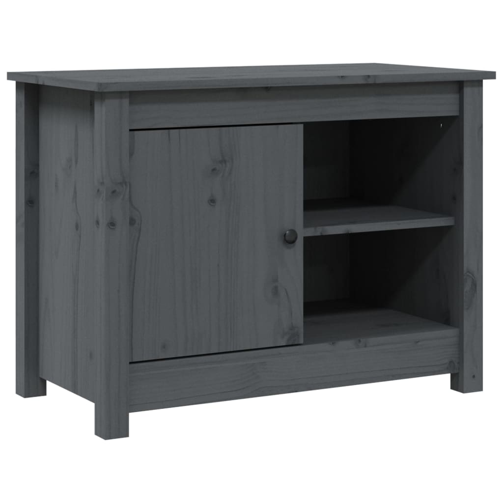 szürke tömör fenyőfa TV-szekrény 70 x 36,5 x 52 cm
