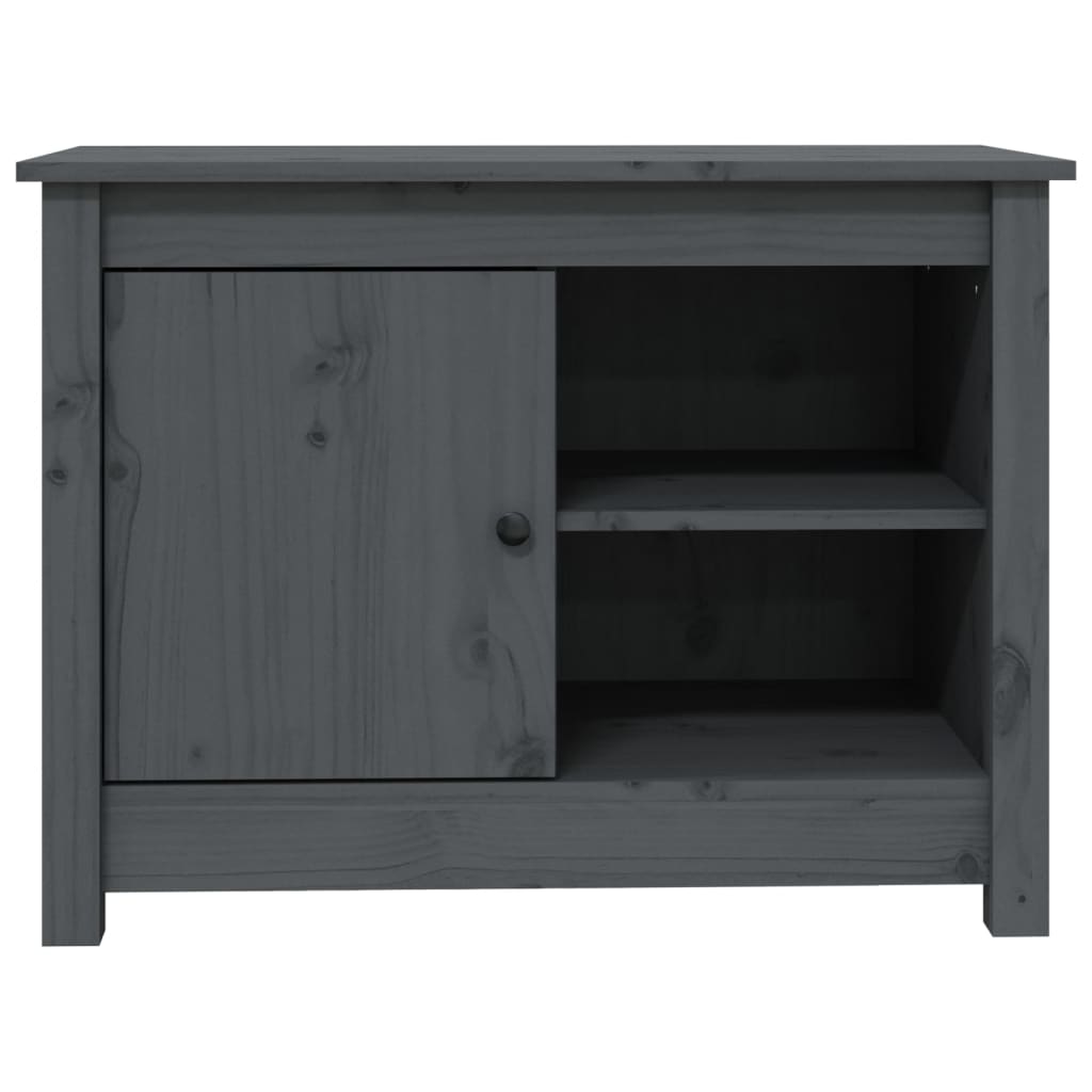 szürke tömör fenyőfa TV-szekrény 70 x 36,5 x 52 cm