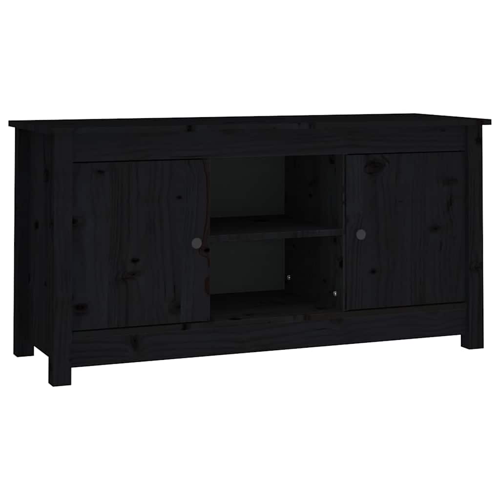 fekete tömör fenyőfa TV-szekrény 103 x 36,5 x 52 cm