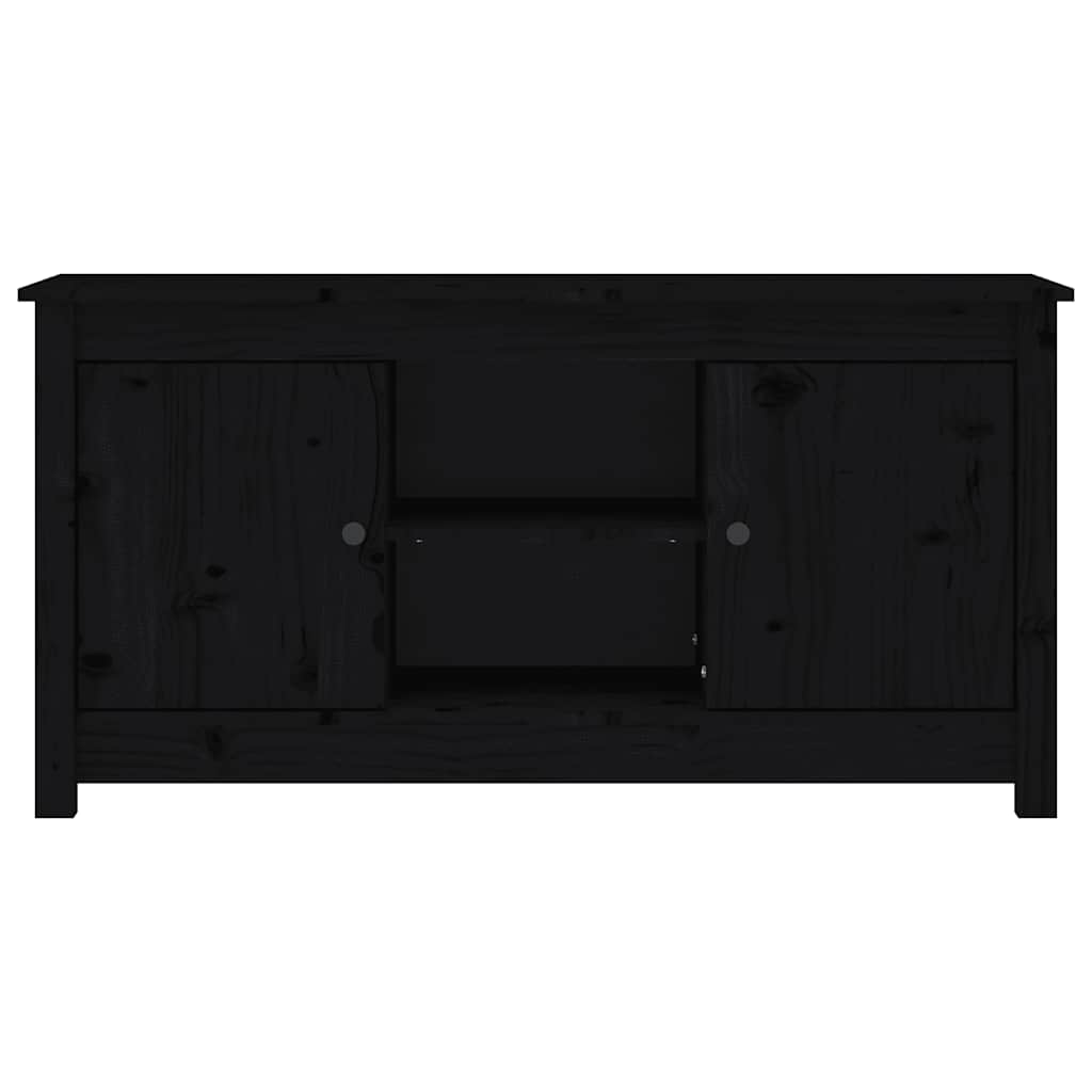fekete tömör fenyőfa TV-szekrény 103 x 36,5 x 52 cm