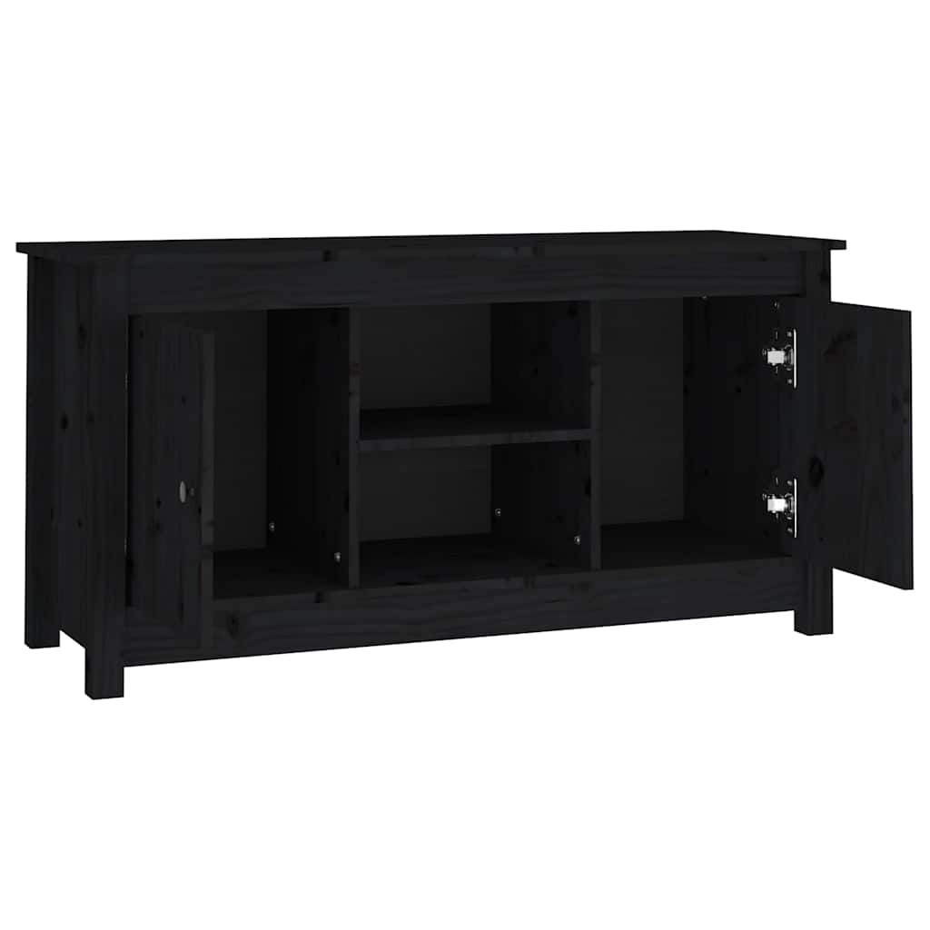 fekete tömör fenyőfa TV-szekrény 103 x 36,5 x 52 cm