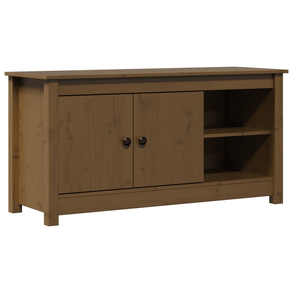 mézbarna tömör fenyőfa TV-szekrény 103 x 36,5 x 52 cm
