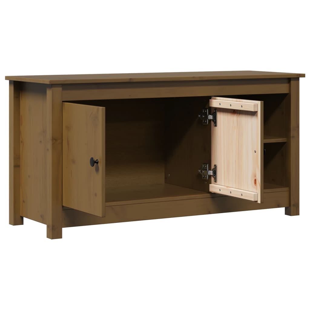 mézbarna tömör fenyőfa TV-szekrény 103 x 36,5 x 52 cm