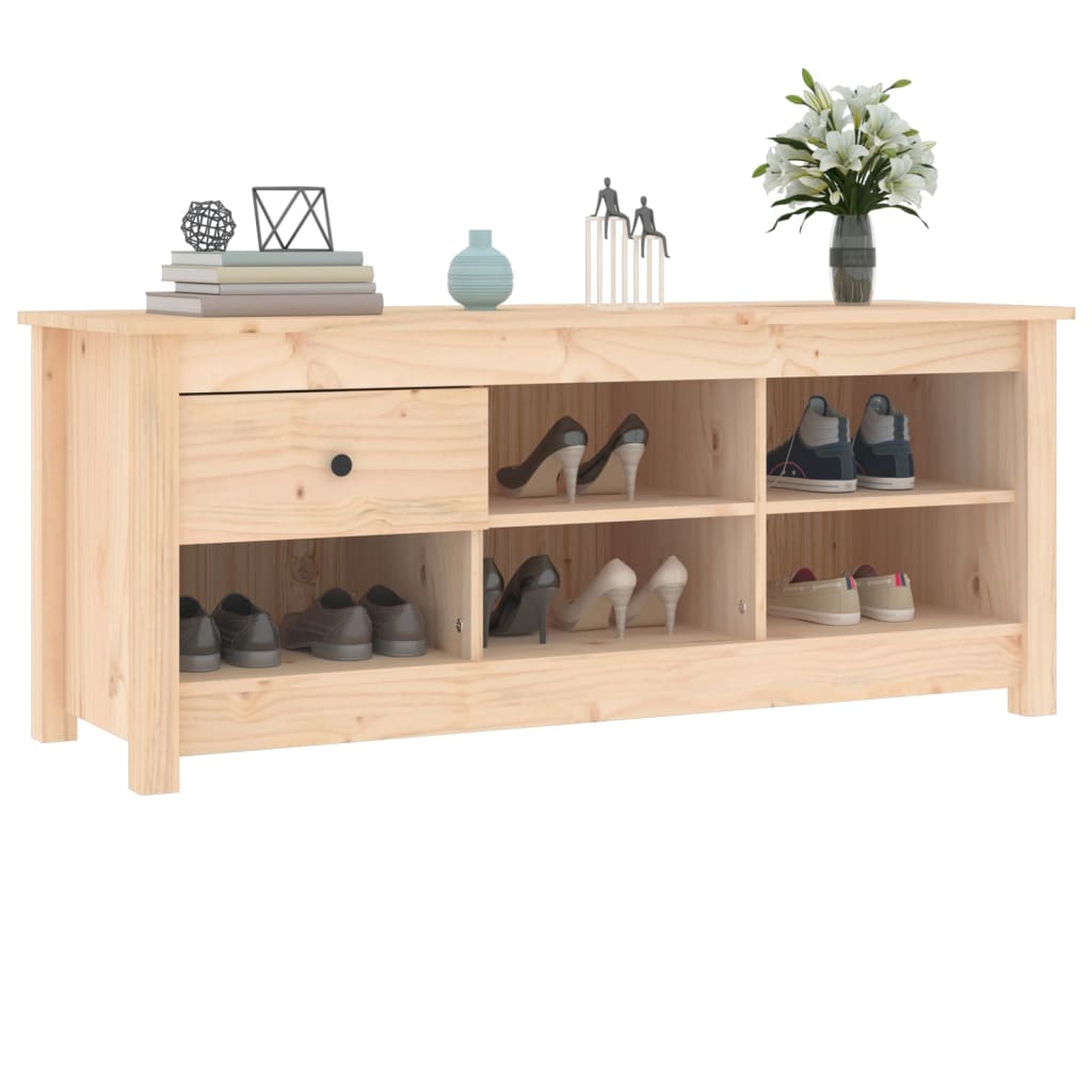 tömör fenyőfa cipősszekrény 110 x 38 x 45,5 cm