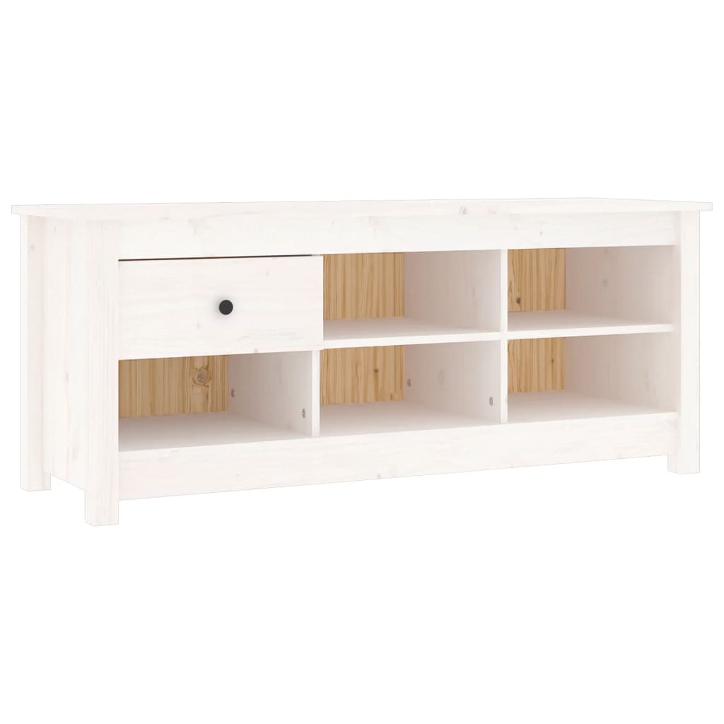 fehér tömör fenyőfa cipősszekrény 110 x 38 x 45,5 cm