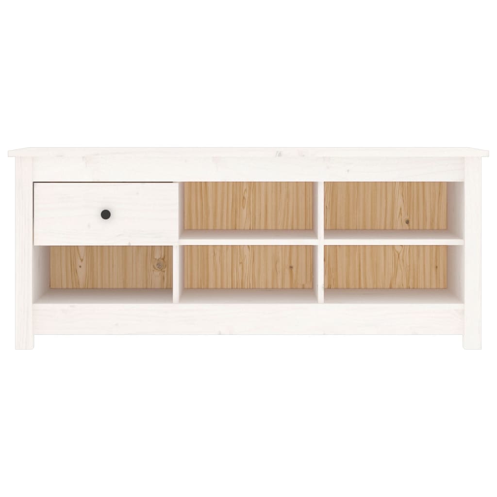fehér tömör fenyőfa cipősszekrény 110 x 38 x 45,5 cm
