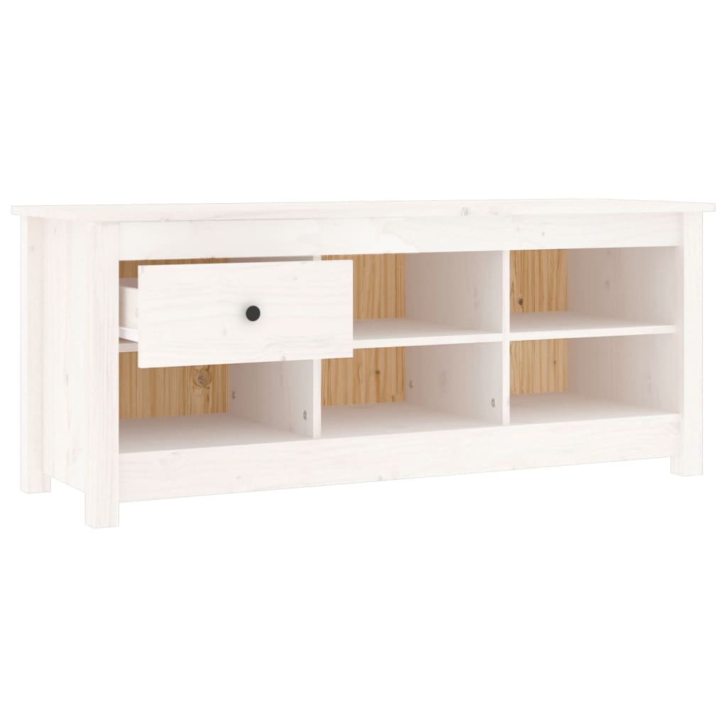 fehér tömör fenyőfa cipősszekrény 110 x 38 x 45,5 cm
