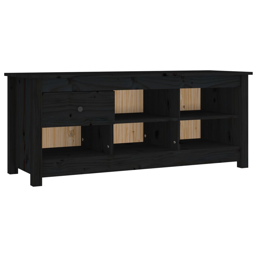 fekete tömör fenyőfa cipősszekrény 110 x 38 x 45,5 cm