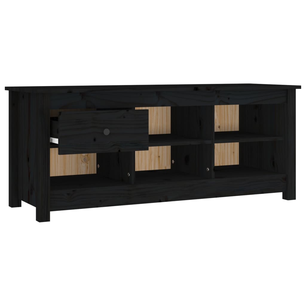 fekete tömör fenyőfa cipősszekrény 110 x 38 x 45,5 cm