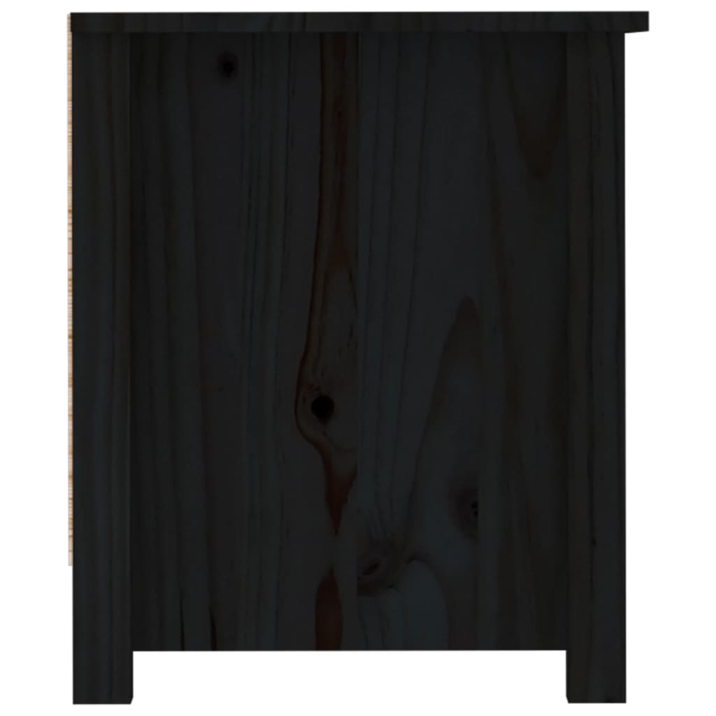 fekete tömör fenyőfa cipősszekrény 110 x 38 x 45,5 cm