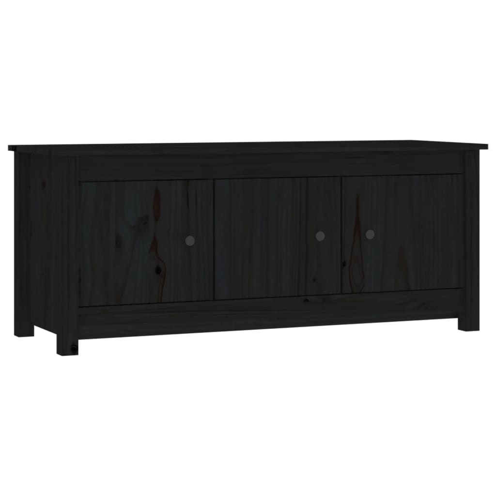 fekete tömör fenyőfa cipősszekrény 110 x 38 x 45,5 cm